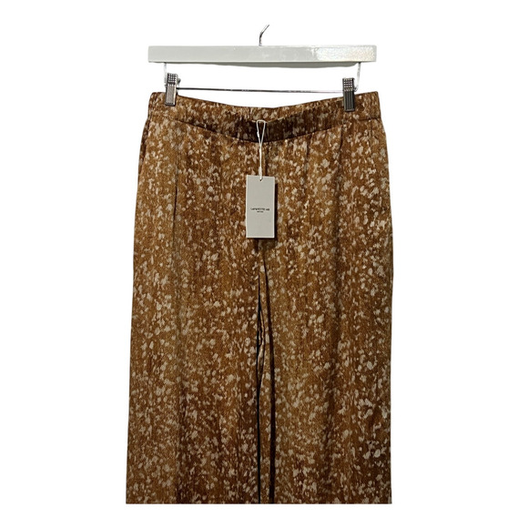 LAFAYETTE 148 WOMENS XLARGE SILK FLOATING LEAVES RIVERSIDE STRETCH PANTS CAMEL - Picture 9 of 14